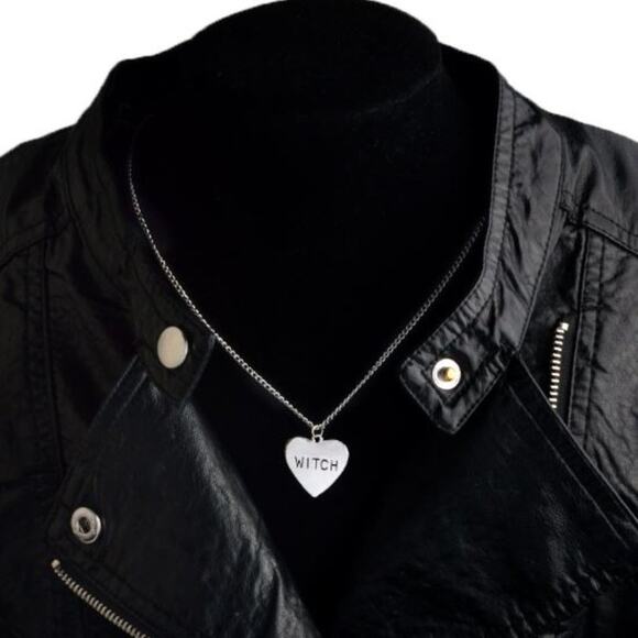 Witch Heart Pendant on Chain Necklace - Picture 2 of 5